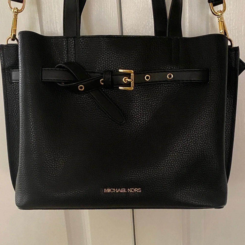 Michael Kors Black Shoulder Bag with Gold Accents